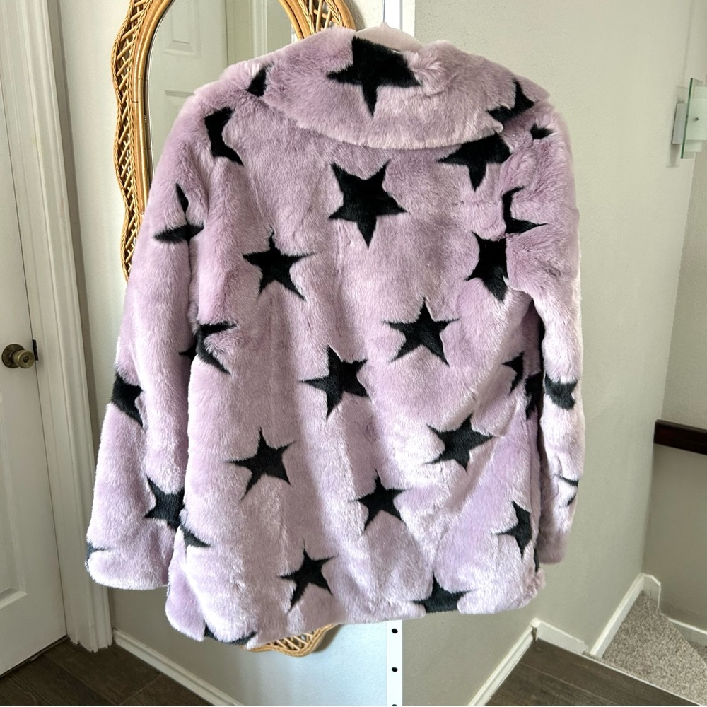 Avec Les Filles / Star Faux Fur Coat Purple - Picture 10 of 11